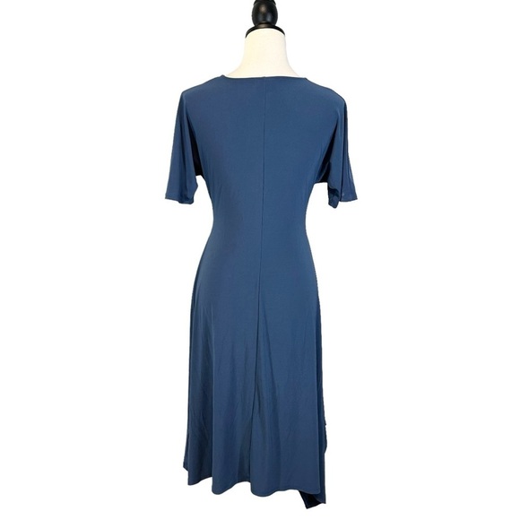 Topshop Midi Dress Knot Twist Front Teal Blue Short Sleeve Size 4 B33#49 - Picture 6 of 12